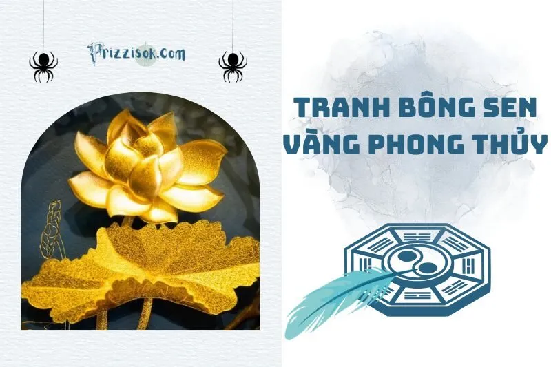 Tranh bông sen vàng phong thủy 2025: Ý nghĩa và cách treo đúng cách