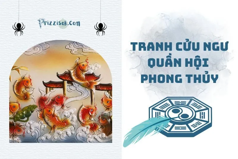 Tranh Cửu Ngư Quần Hội Phong Thủy