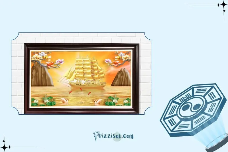 Ý nghĩa tranh thuyền vàng phong thủy trong đời sống và kinh doanh